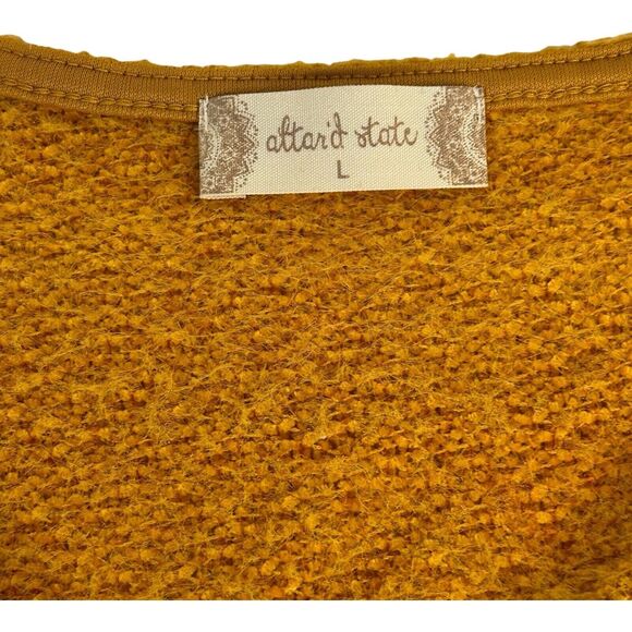Altar'd State Cropped Sweater Mustard Yellow Long Sleeve V-Neck Pullover Large - Picture 3 of 9